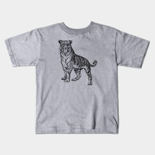 Tiger Line Art Graphite Pencil Drawing Kids T-Shirt